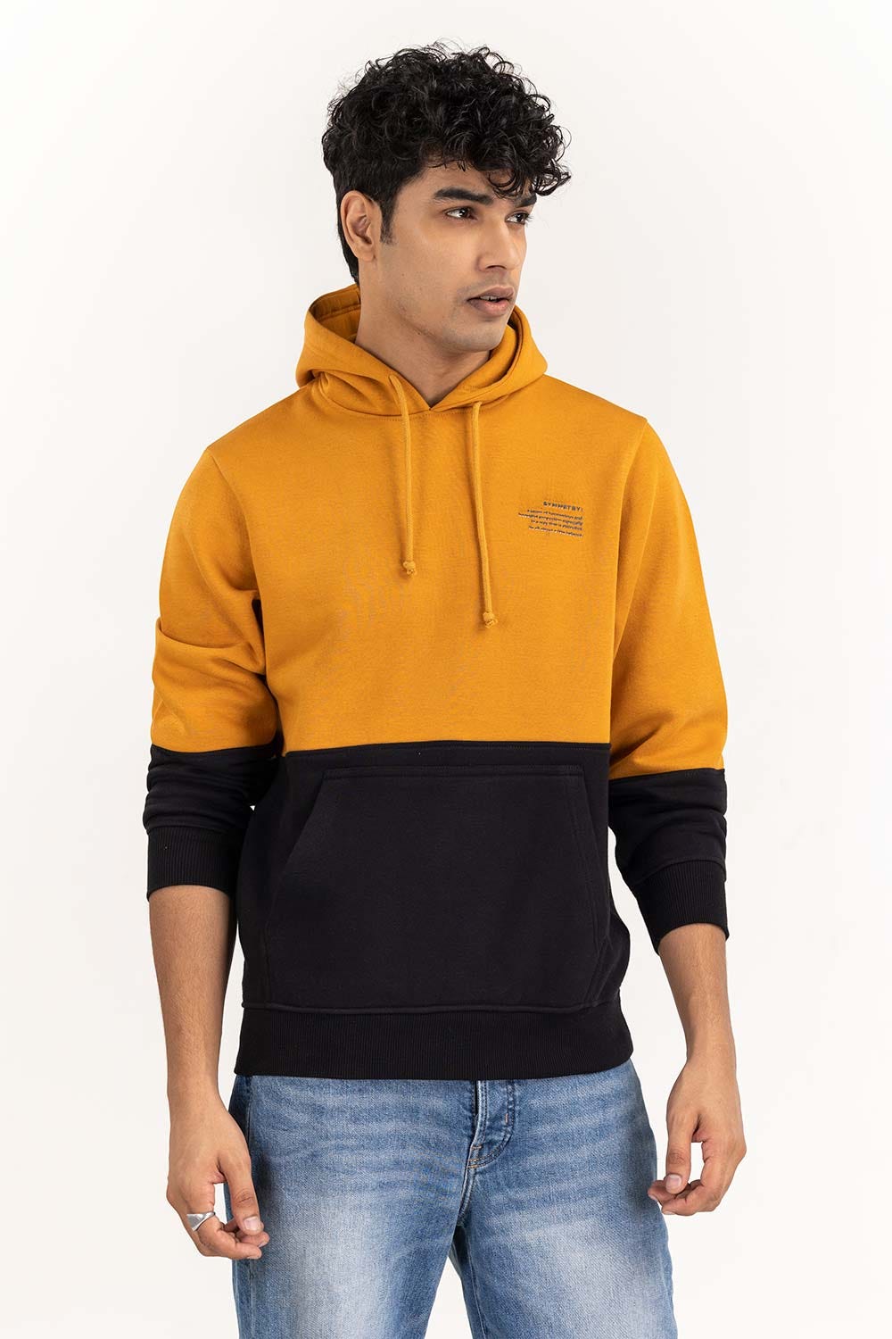 Gold Color Block Basic PullOver Hoodie JKT-KNTPOH22-049