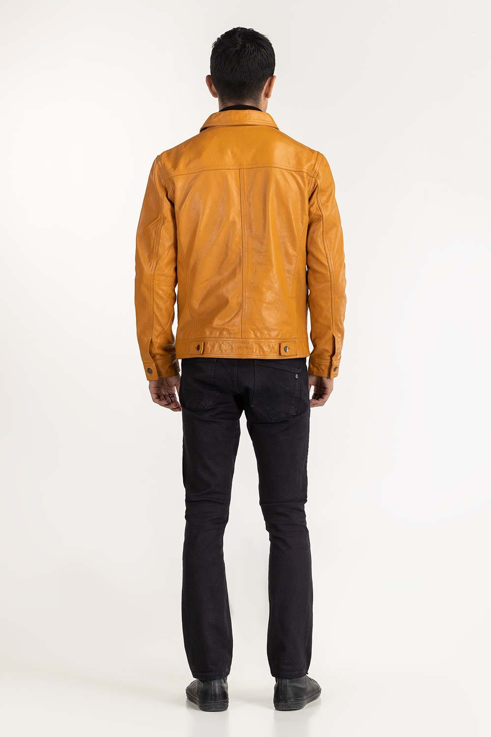 Gold Leather Trucker Jacket JKT-LTH22-046