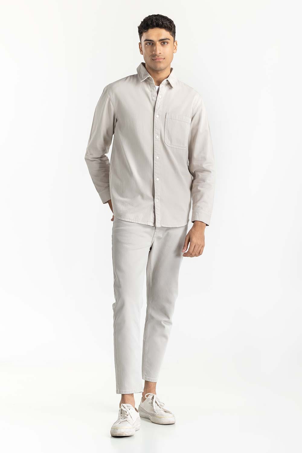 Grey Non-Denim Overshirt 224-117-008