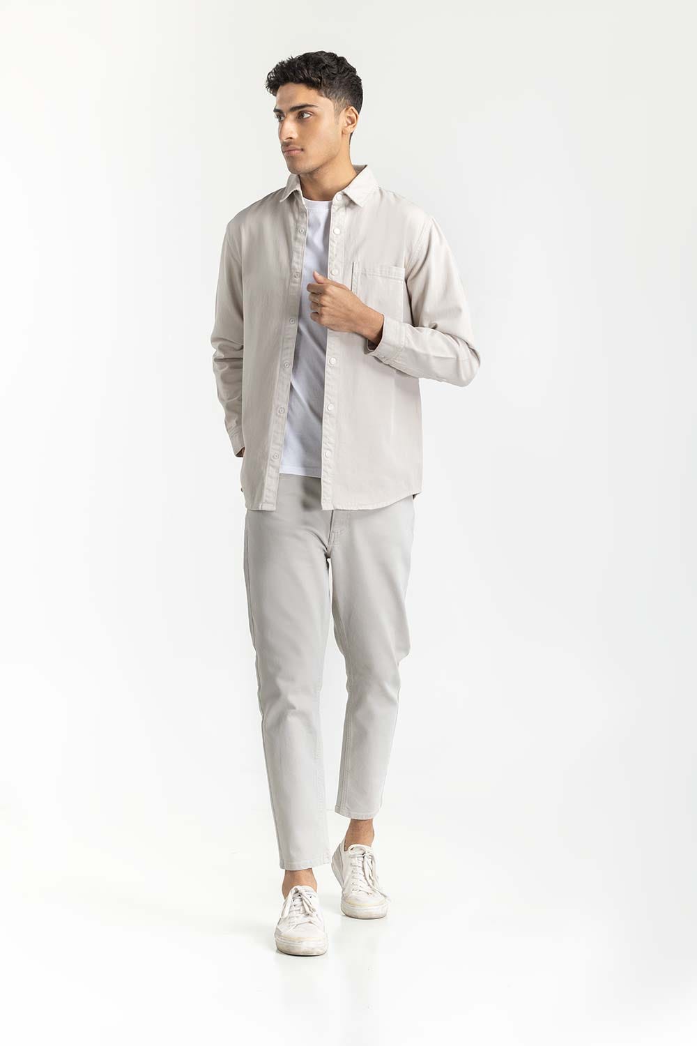 Grey Non-Denim Overshirt 224-117-008