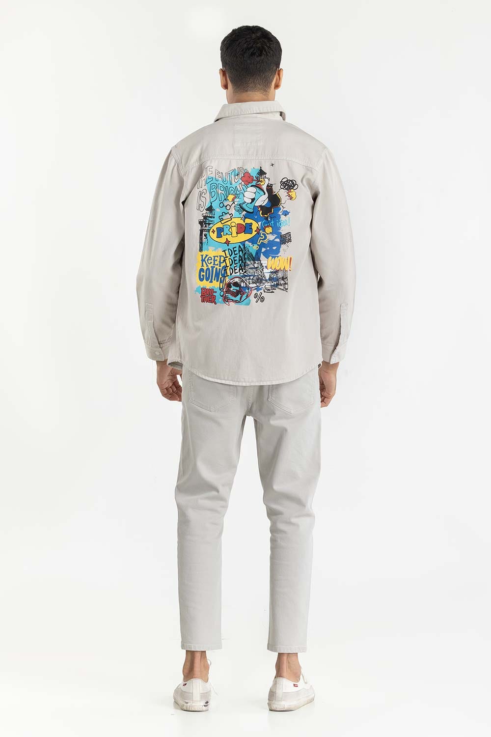 Grey Non-Denim Overshirt 224-117-008