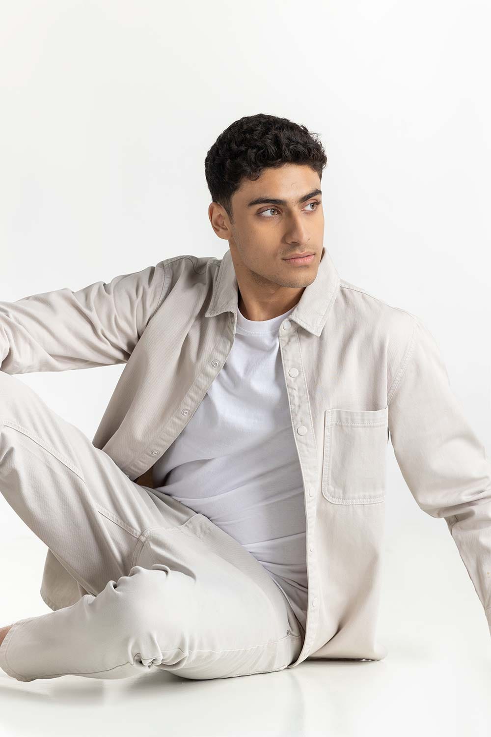 Grey Non-Denim Overshirt 224-117-008