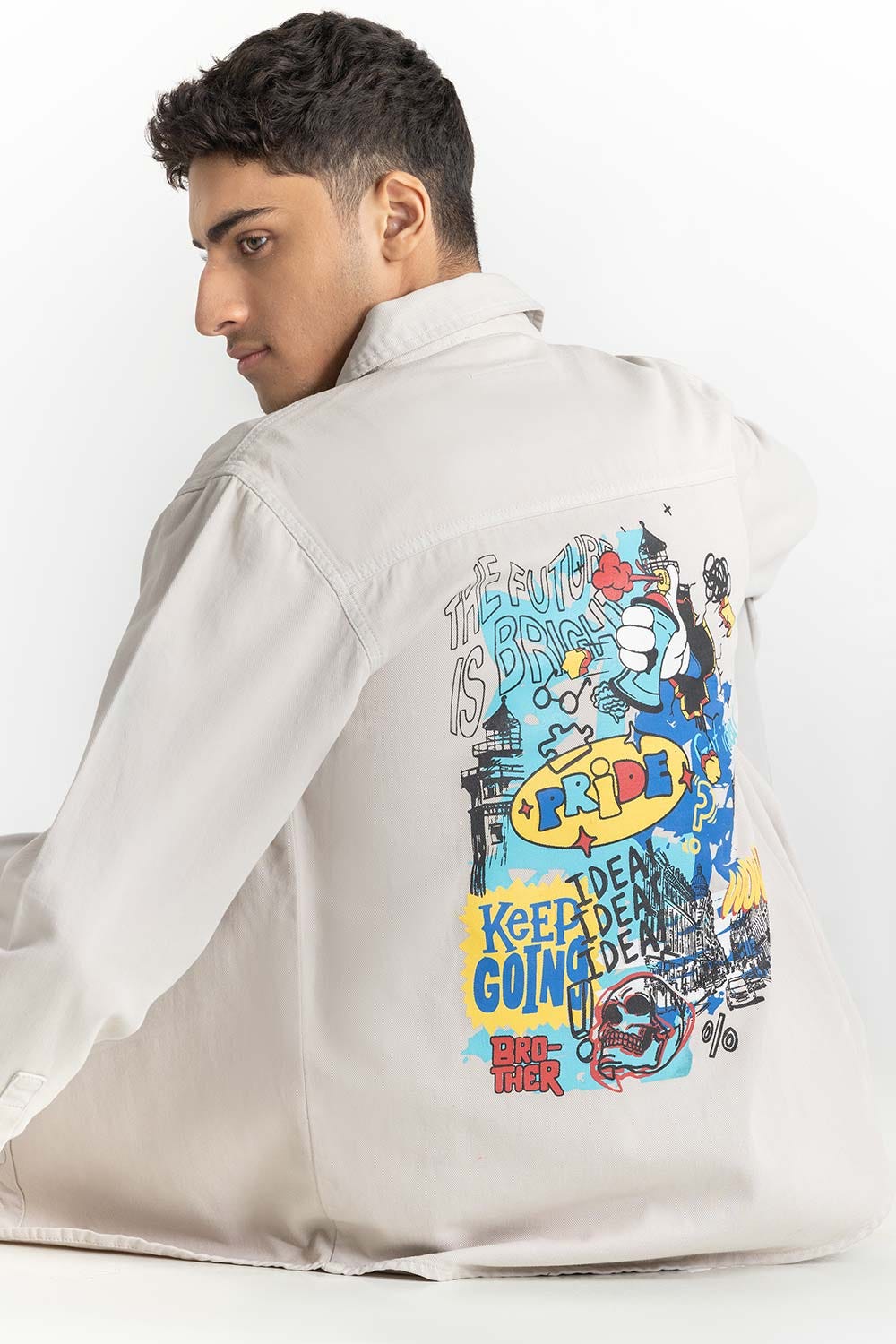 Grey Non-Denim Overshirt 224-117-008