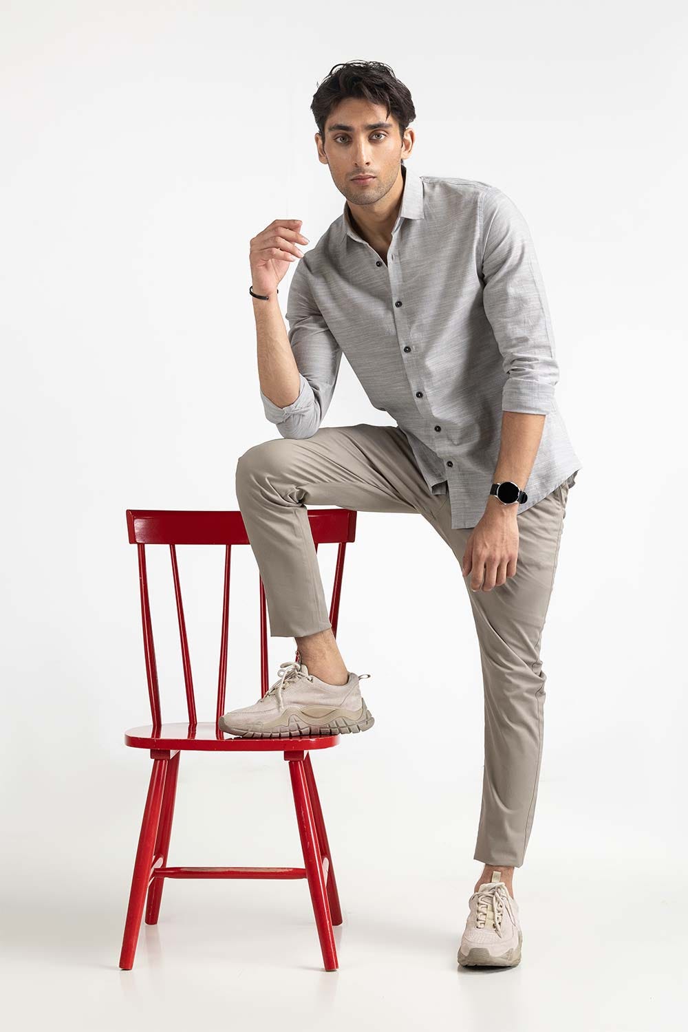 Grey Basic Casual Shirt MN-CS-YD23-021