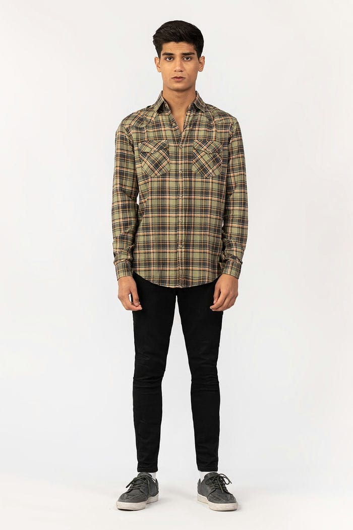 Green-Navy  Casual Shirt CM-YD-2866 CS