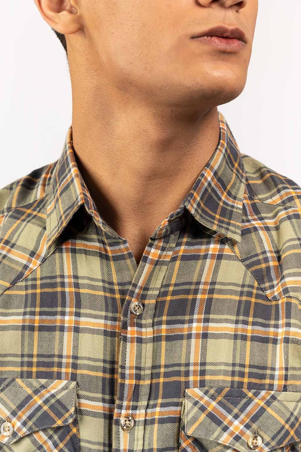 Green-Navy  Casual Shirt CM-YD-2866 CS