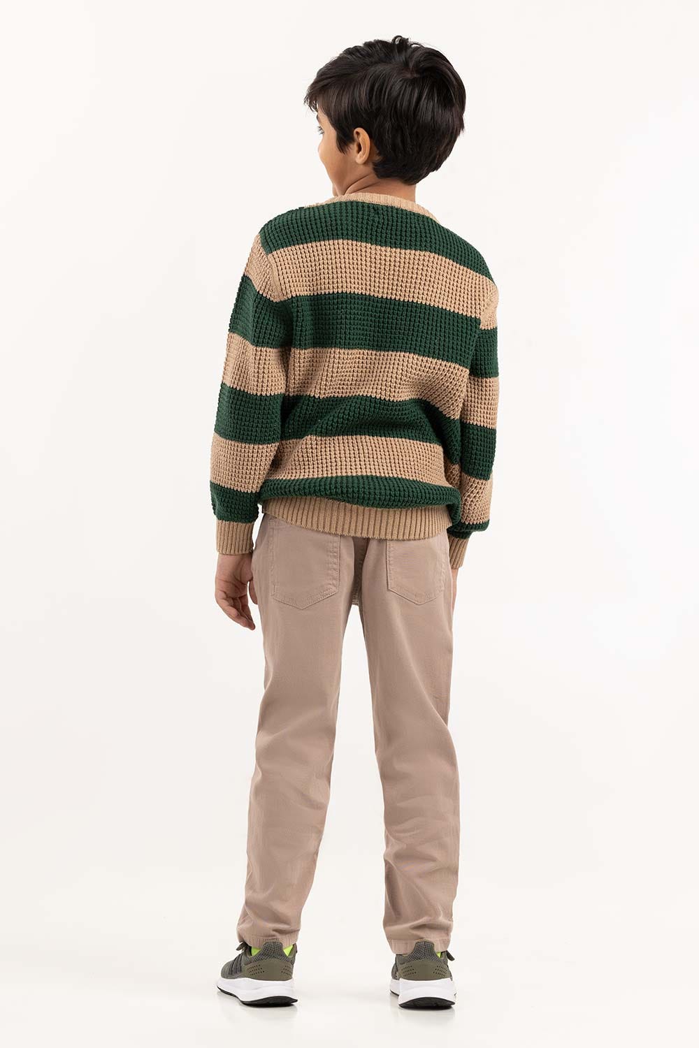 Toddler Boy Green And Brown Knit Sweater 224-511-035