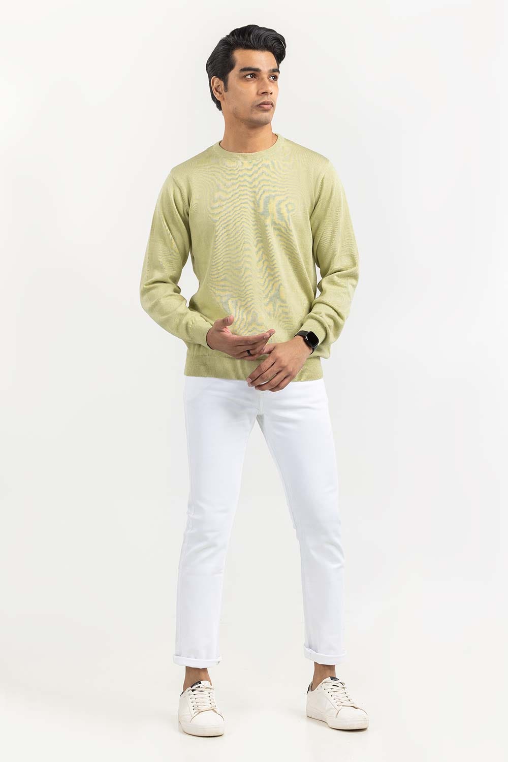 Green Basic Crew Neck Sweater SWT-BFSCN-22-005
