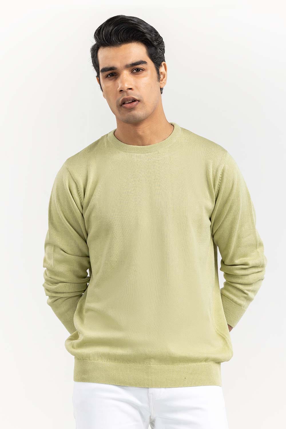 Green Basic Crew Neck Sweater SWT-BFSCN-22-005