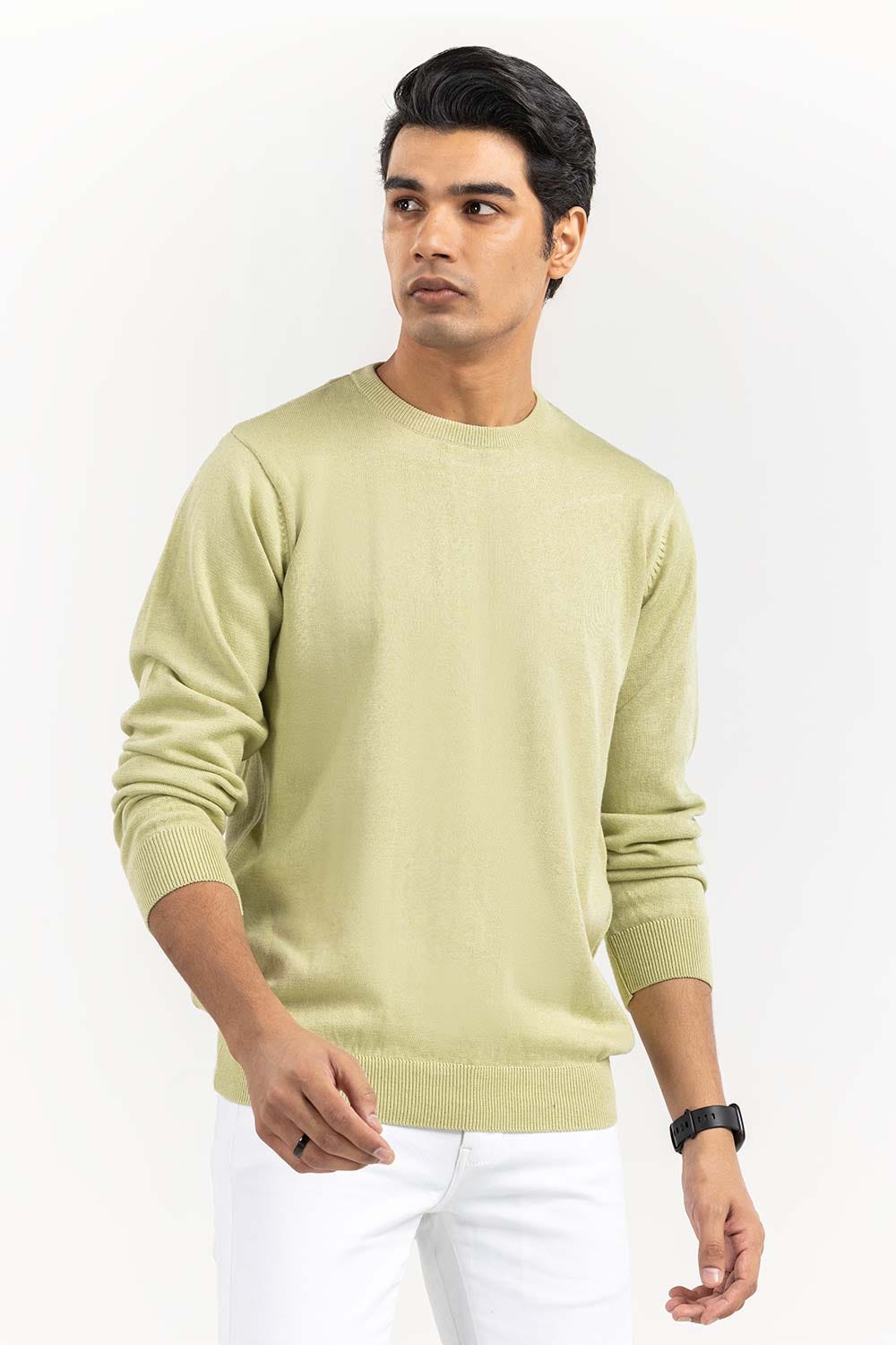 Green Basic Crew Neck Sweater SWT-BFSCN-22-005