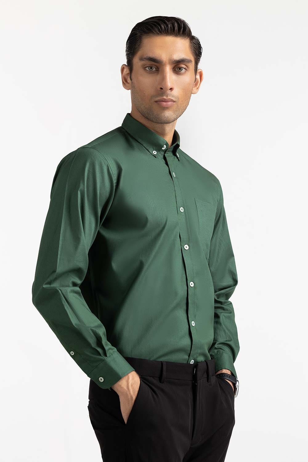 Green Basic Dyed Formal Shirt MN-FS-PD23-004