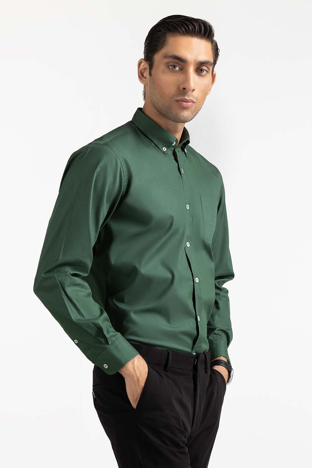 Green Basic Dyed Formal Shirt MN-FS-PD23-004