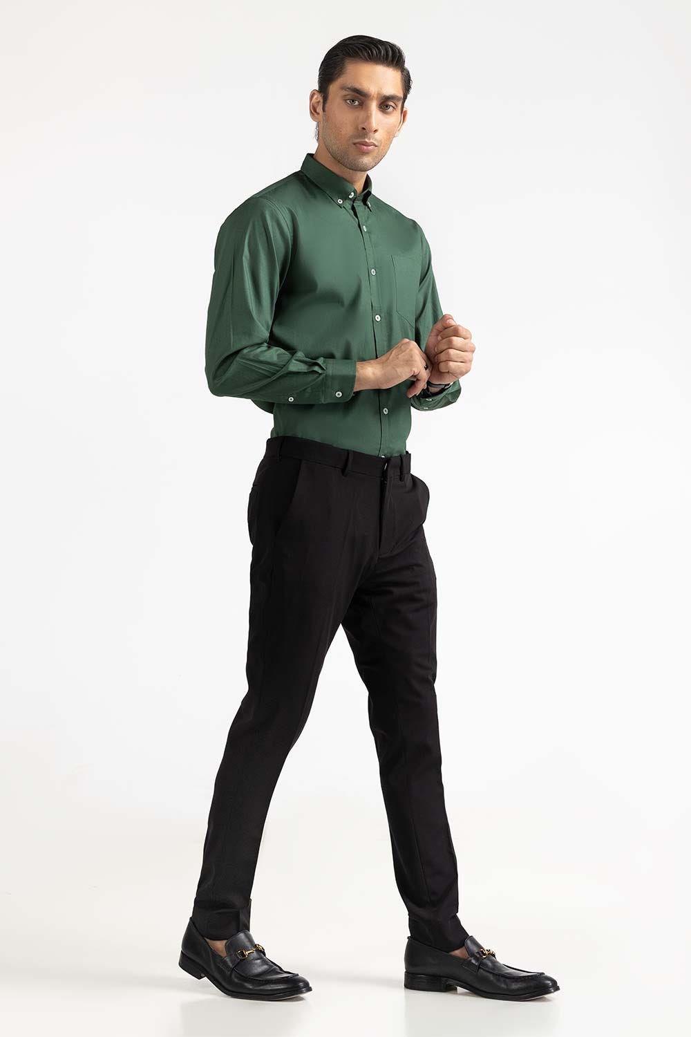 Green Basic Dyed Formal Shirt MN-FS-PD23-004