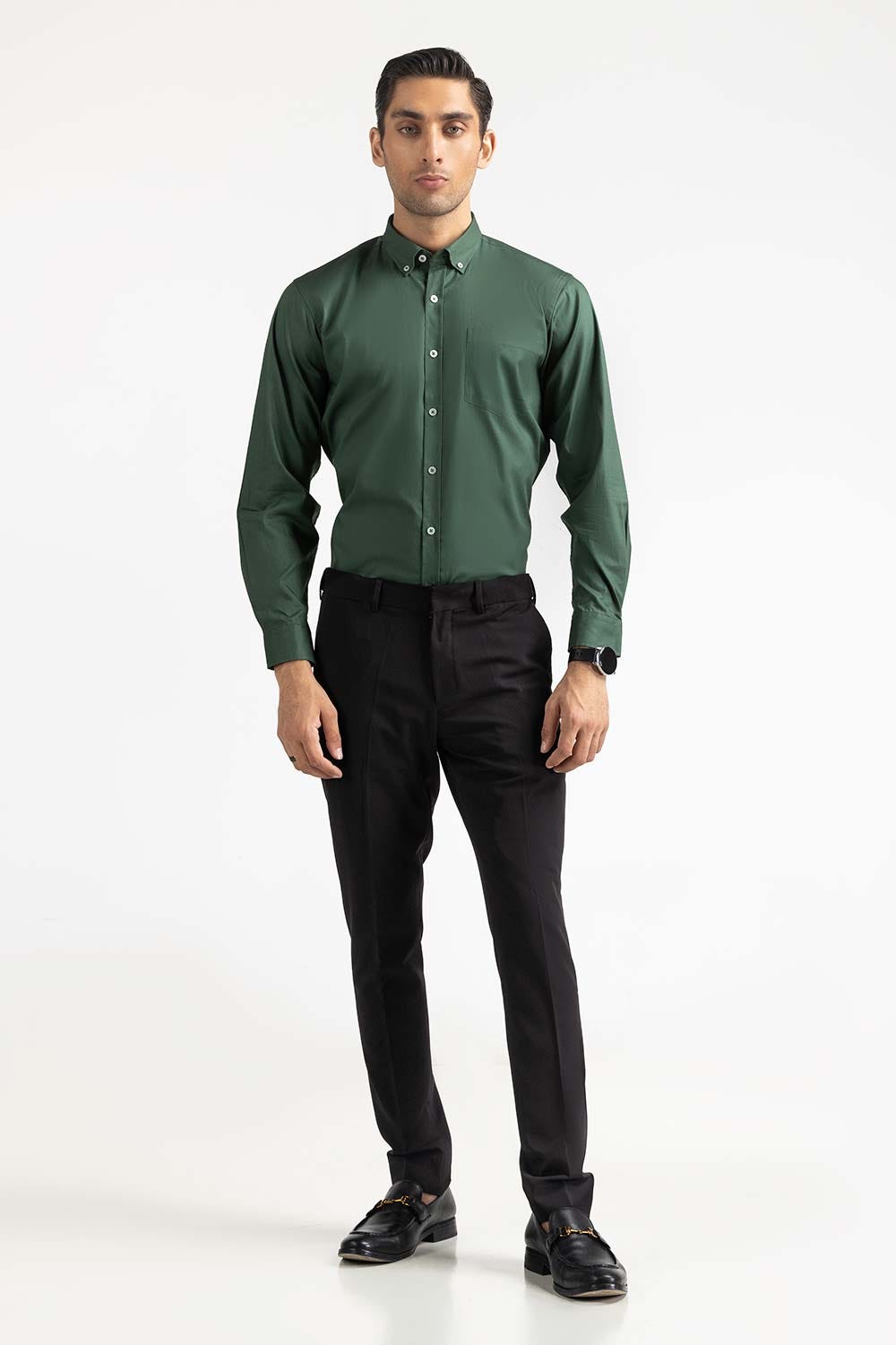 Green Basic Dyed Formal Shirt MN-FS-PD23-004