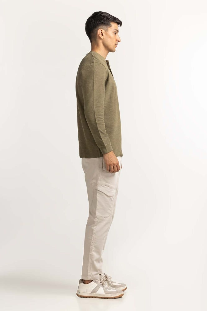 Green Basic Henley MN-HNL-FS-WS23-003