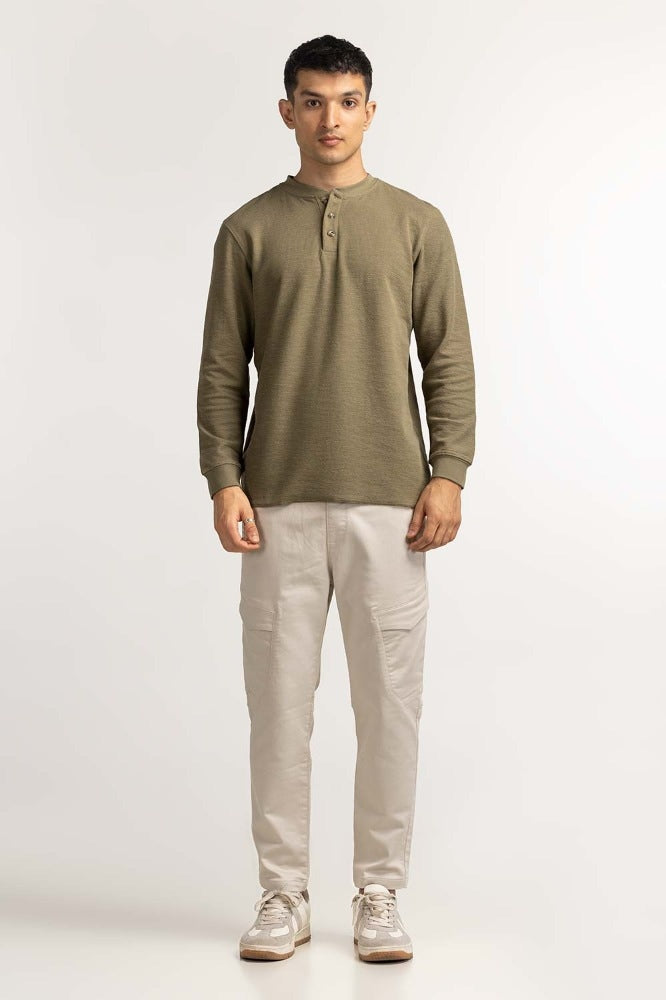Green Basic Henley MN-HNL-FS-WS23-003