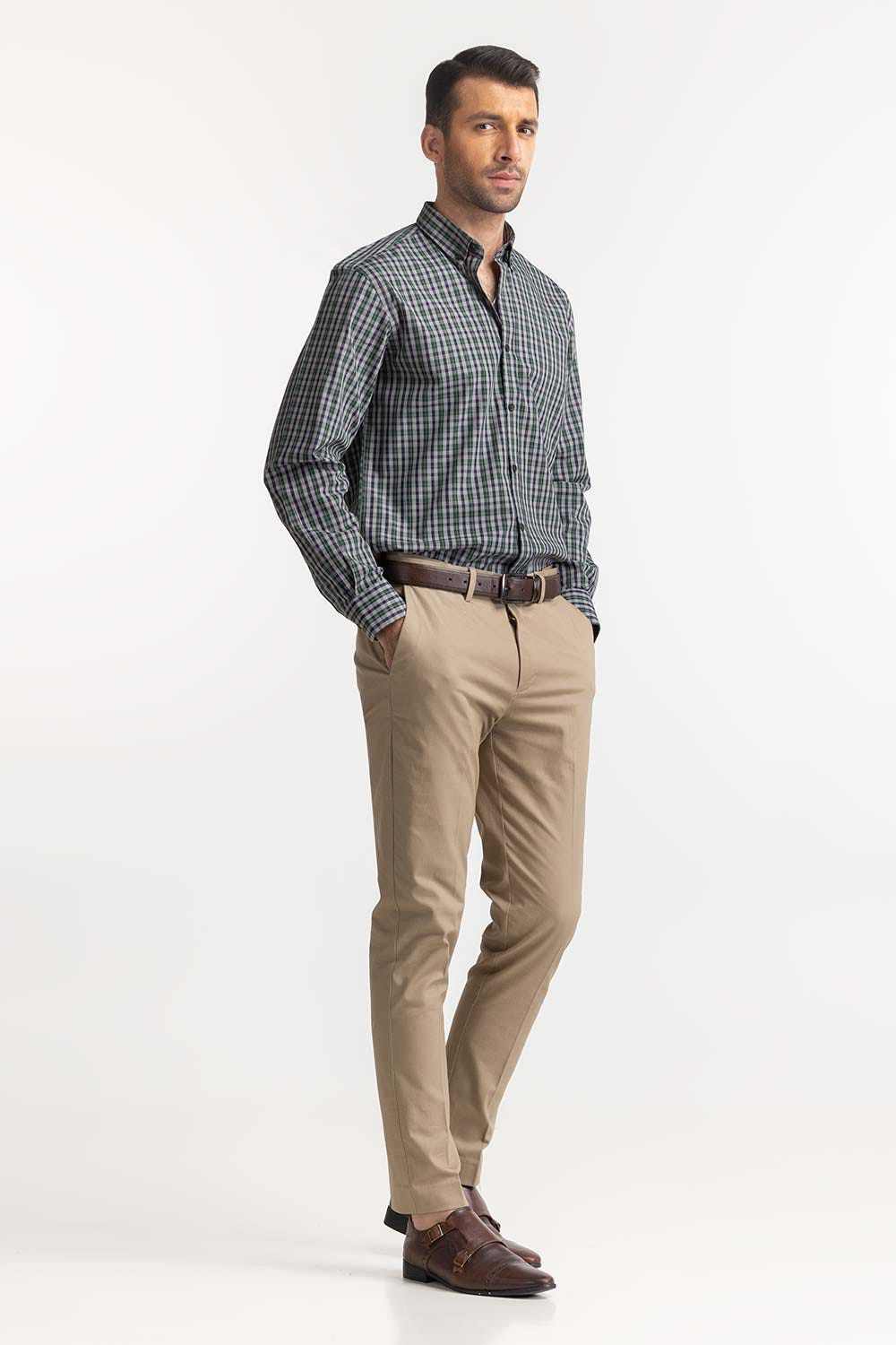 Green Black Checkered Formal Shirt MN-FS-YD24-058