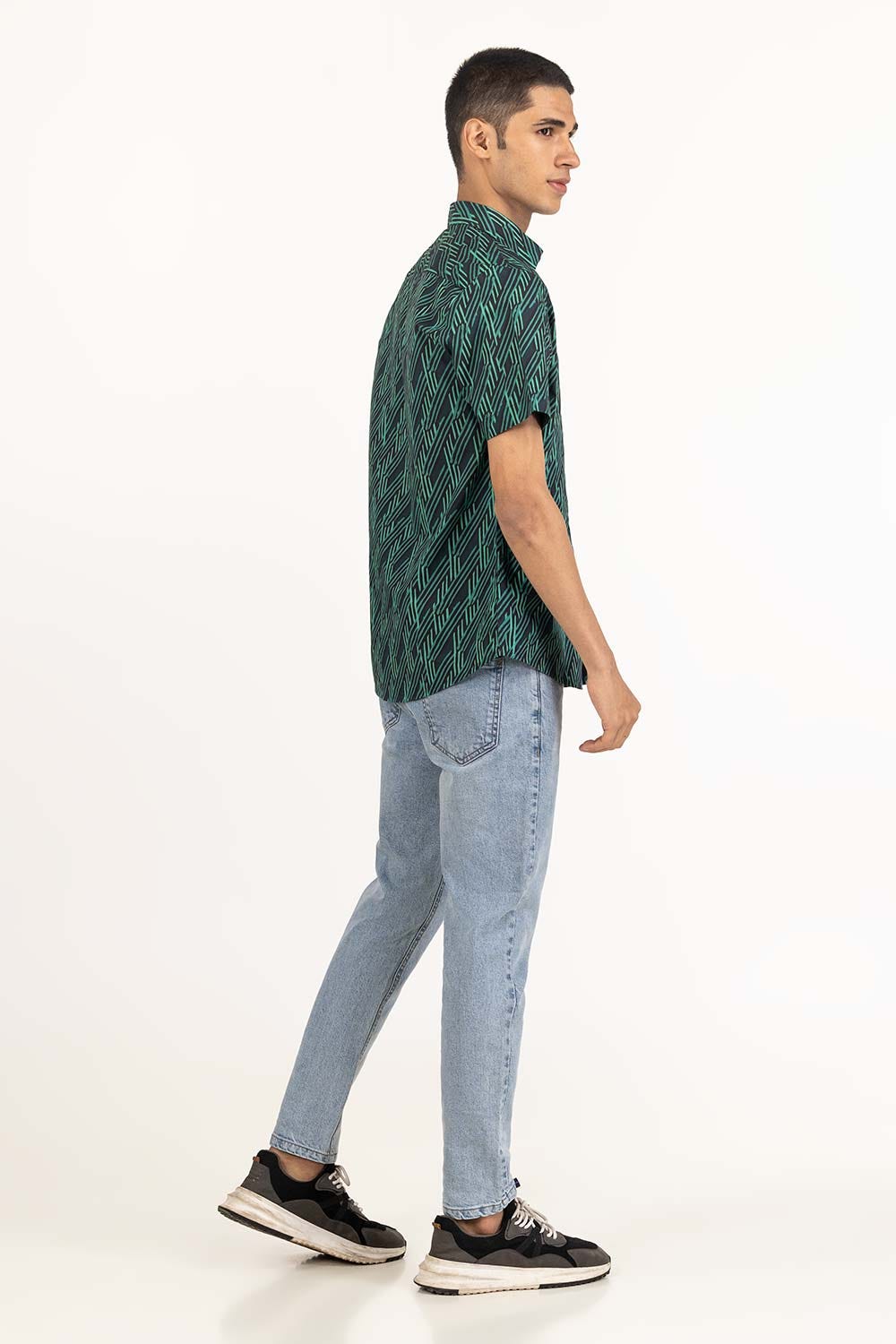 Green Black Printed Casual Shirt CS-PRT22-007