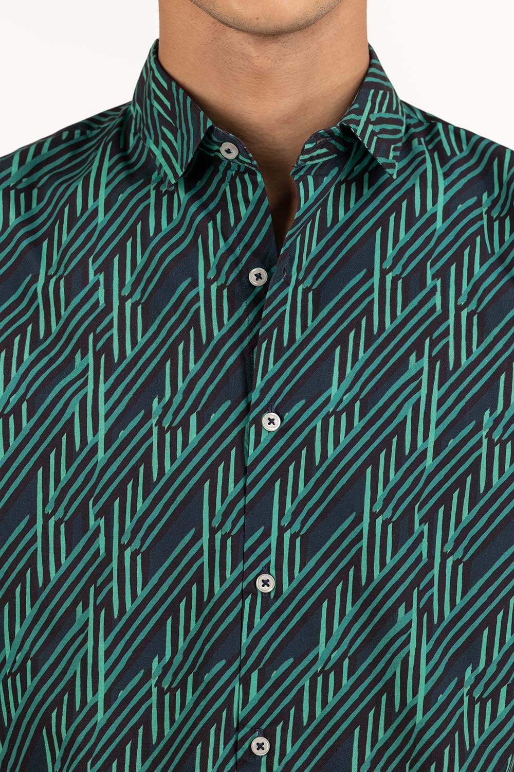 Green Black Printed Casual Shirt CS-PRT22-007