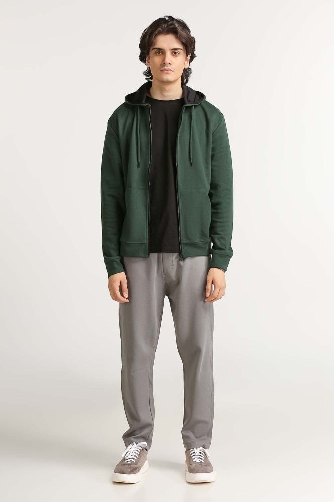 Green Hooded Zipper MN-HDZ-WS23-006