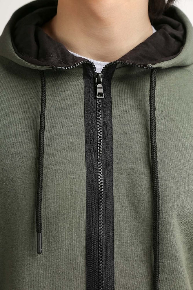 Green Hooded Zipper MN-HDZ-WS23-018
