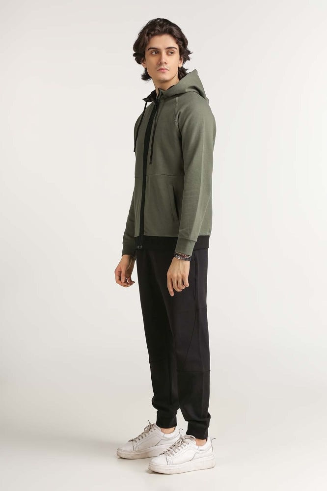 Green Hooded Zipper MN-HDZ-WS23-018