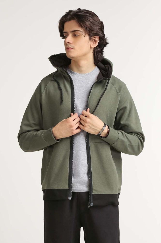 Green Hooded Zipper MN-HDZ-WS23-018