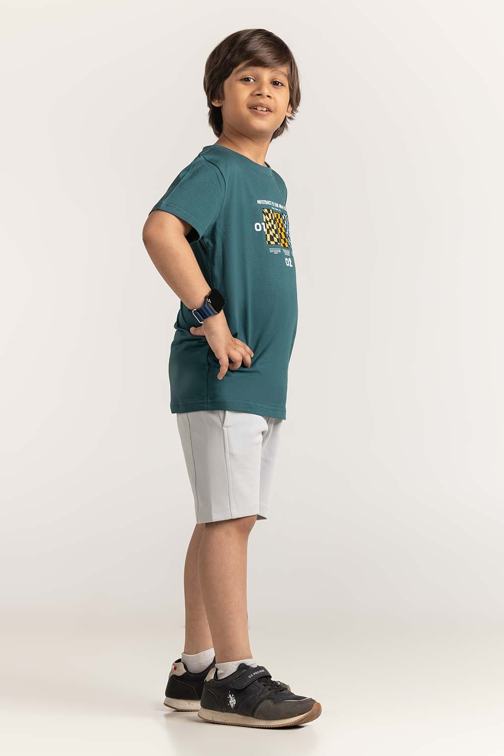 Green Junior Boy Knit Printed Tee JB-TS-SS24-025