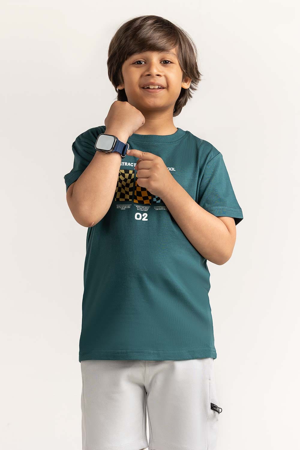 Green Junior Boy Knit Printed Tee JB-TS-SS24-025
