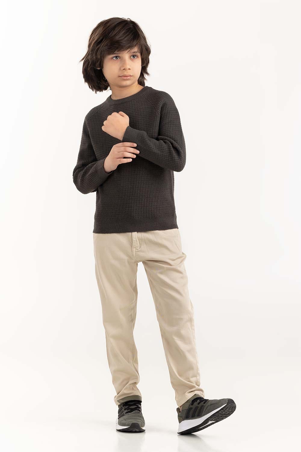 Junior Boy Green Knit Sweater 224-311-010