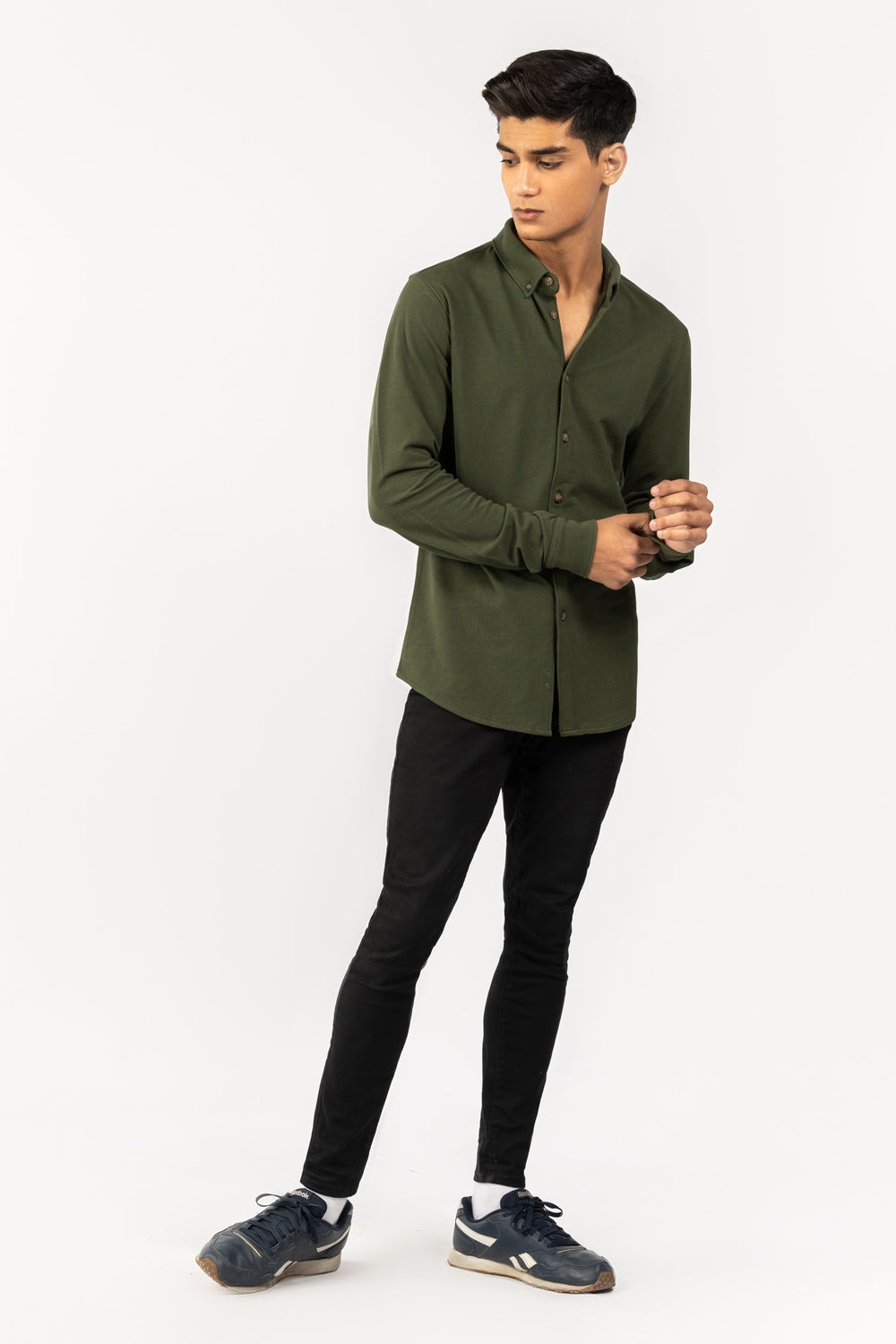 Green Knitted Casual Shirt FS-CS-KNIT-D13