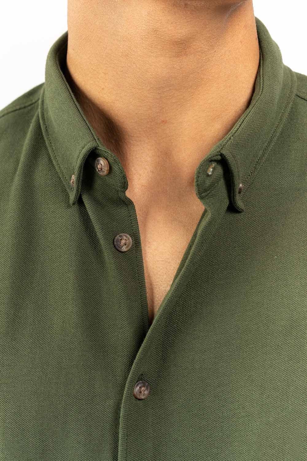 Green Knitted Casual Shirt FS-CS-KNIT-D13