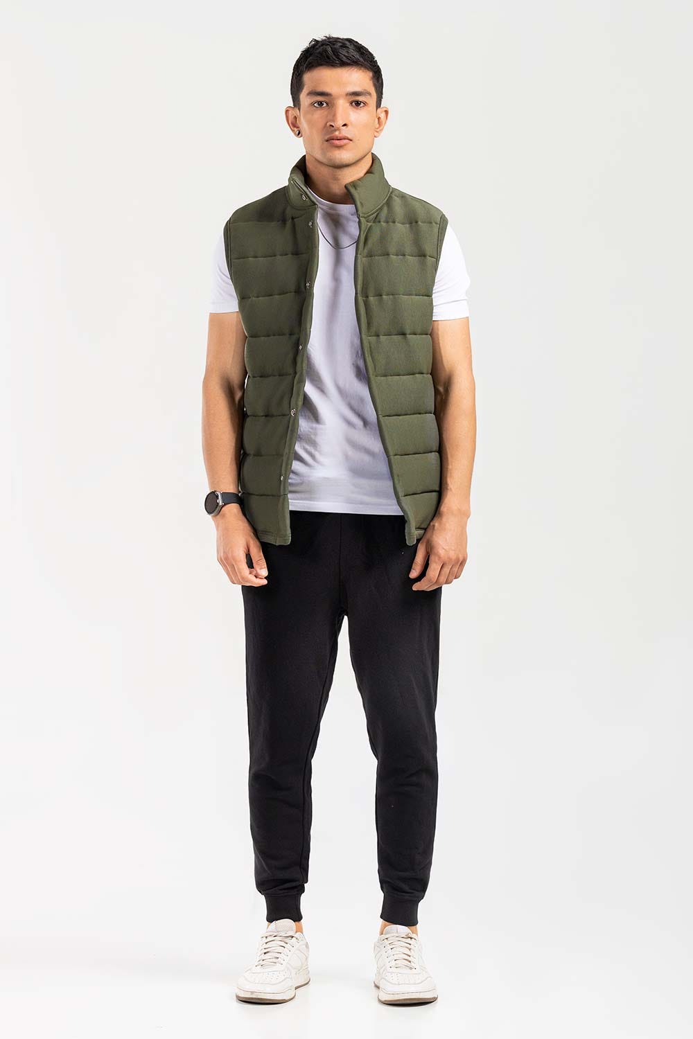Green Mock Neck Vest Jacket JKT-MNV-D28-03
