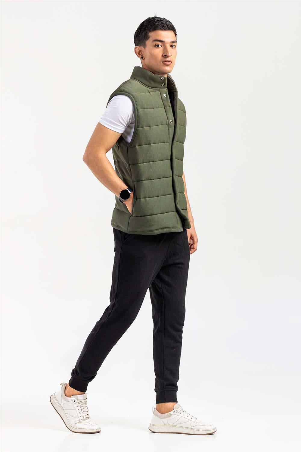 Green Mock Neck Vest Jacket JKT-MNV-D28-03
