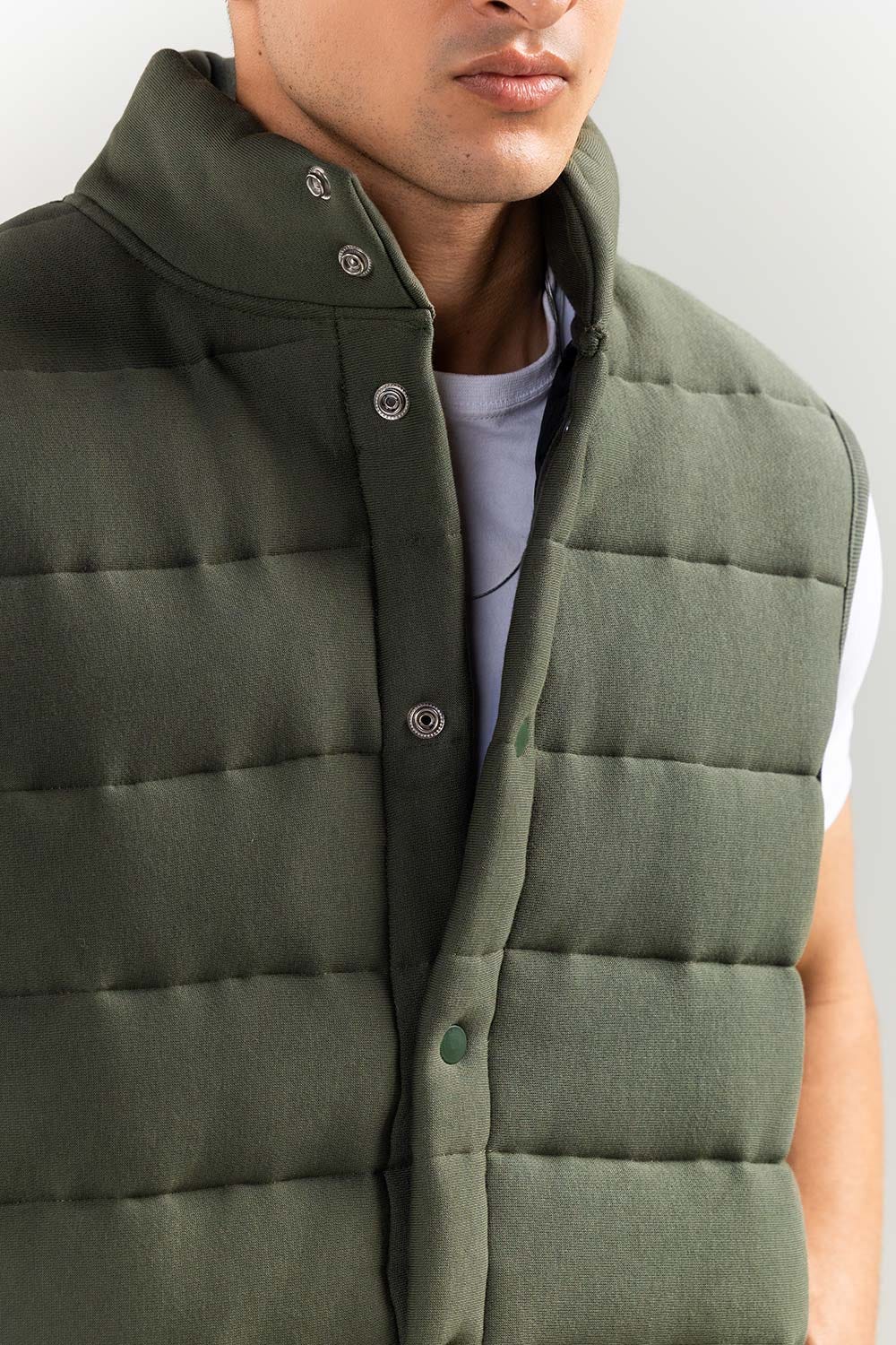 Green Mock Neck Vest Jacket JKT-MNV-D28-03