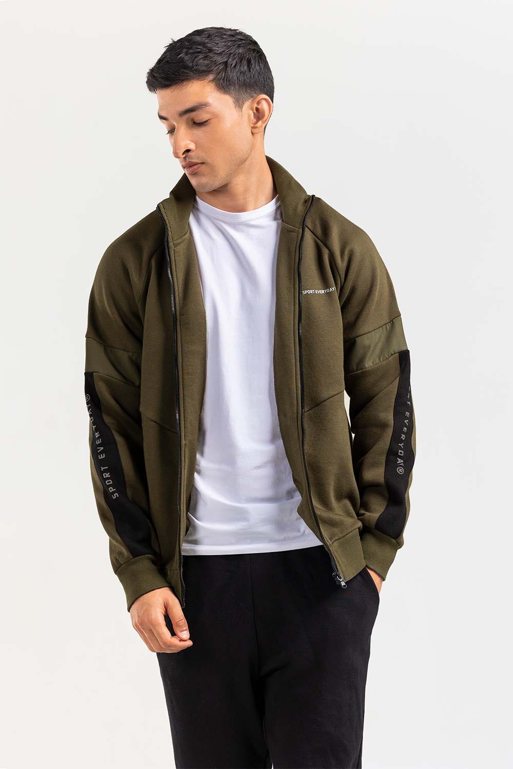 Green Mock Neck Zipper Jacket JKT-MNZ-77-01