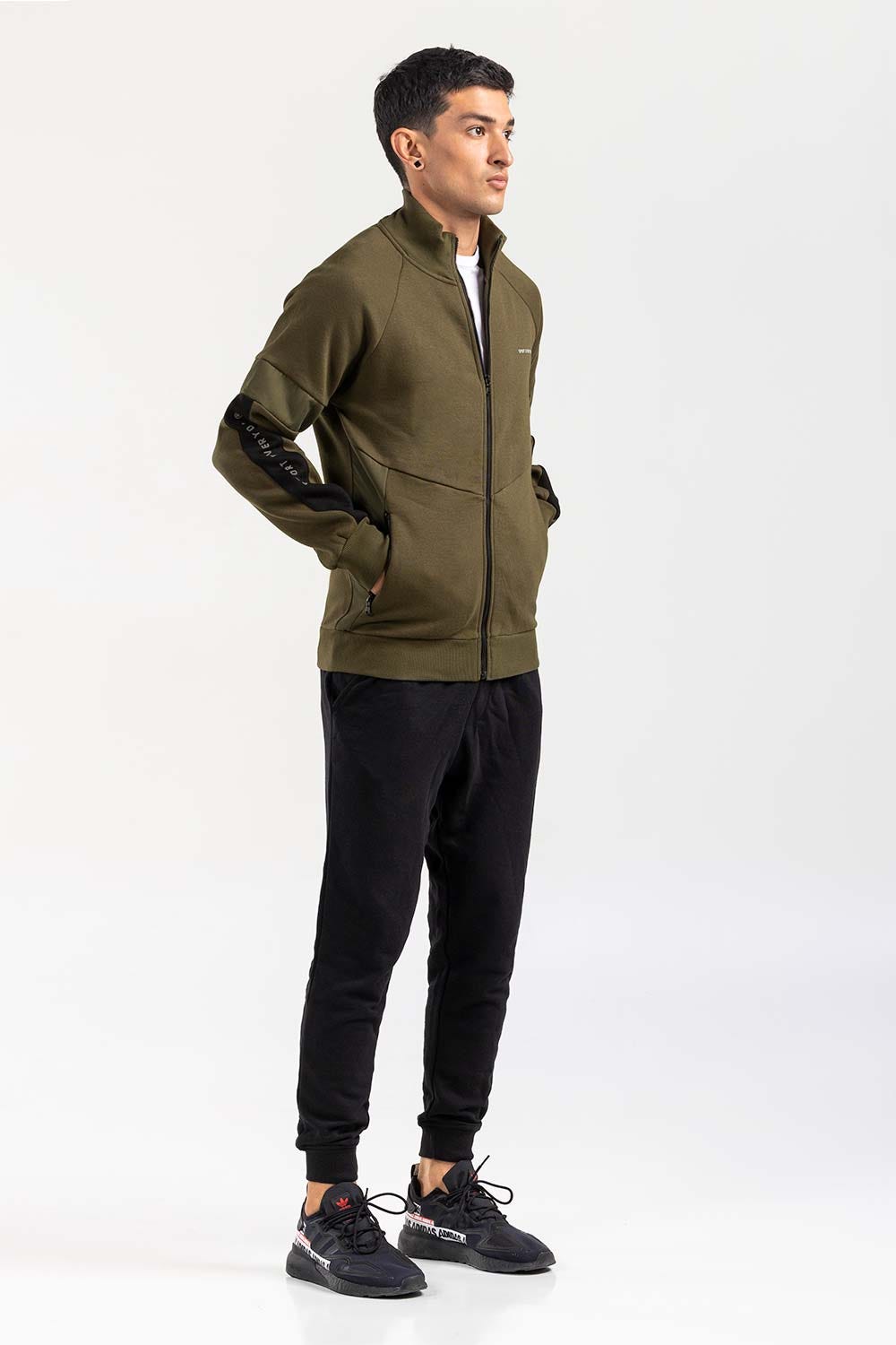 Green Mock Neck Zipper Jacket JKT-MNZ-77-01