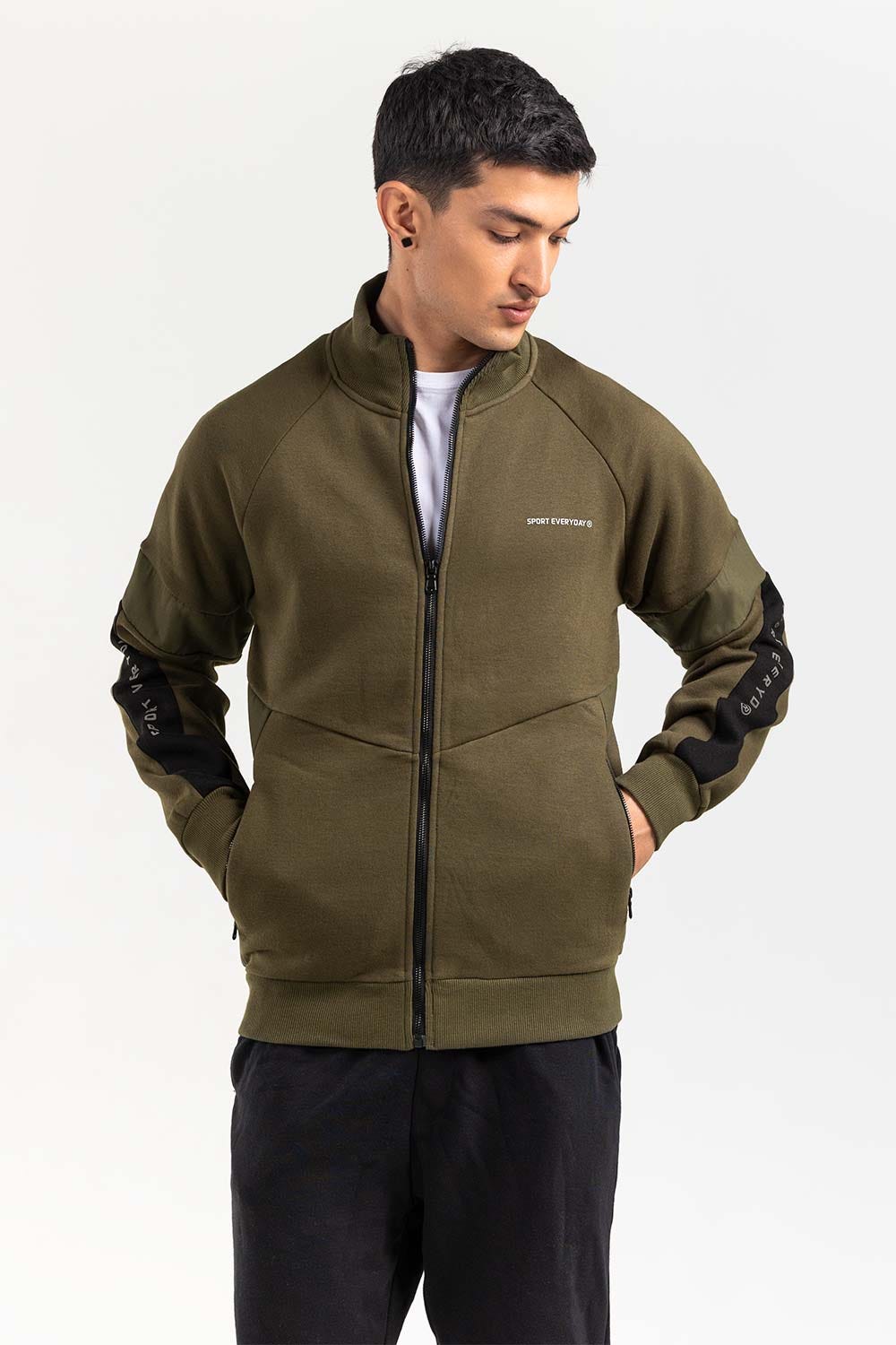 Green Mock Neck Zipper Jacket JKT-MNZ-77-01