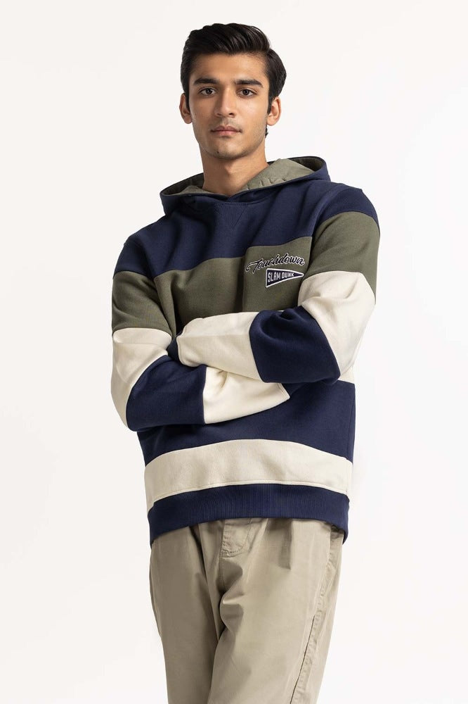 Green Navy Fashion Hooded Zipper MN-HDZ-WS23-009