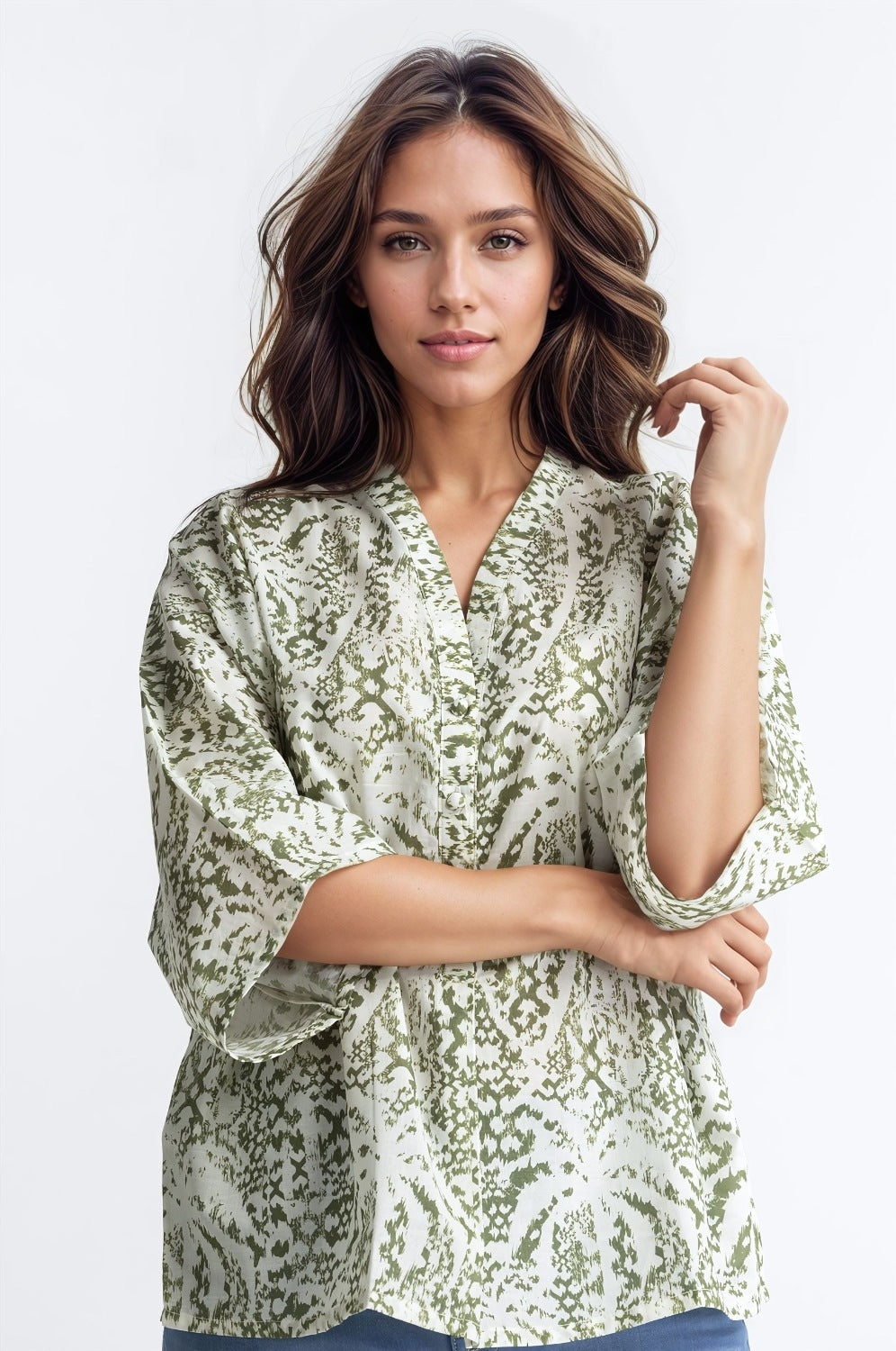 Green Printed Blouse WM-CS-SS24-033