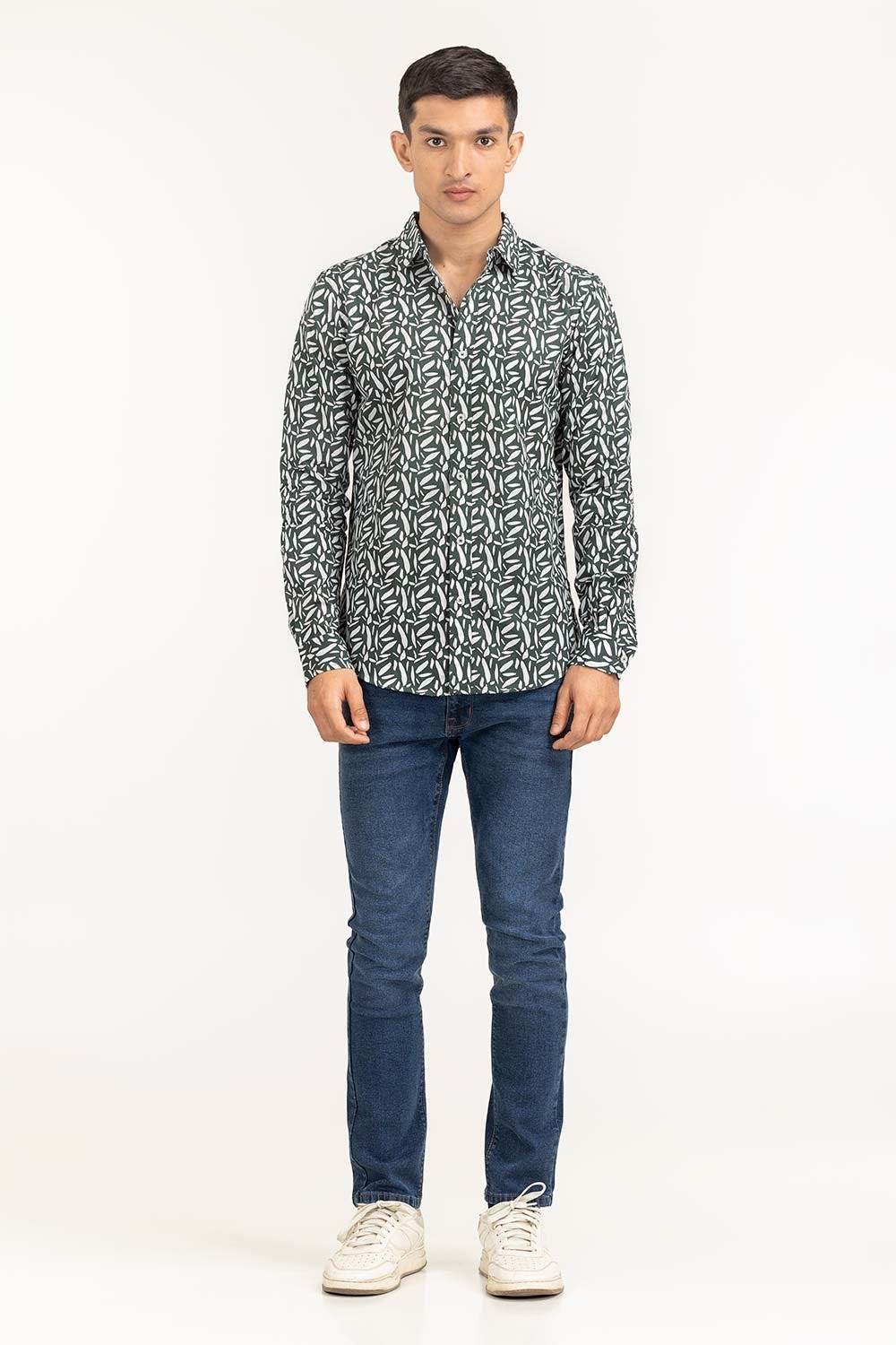 Green Printed Casual Shirt CS-PRT22-001