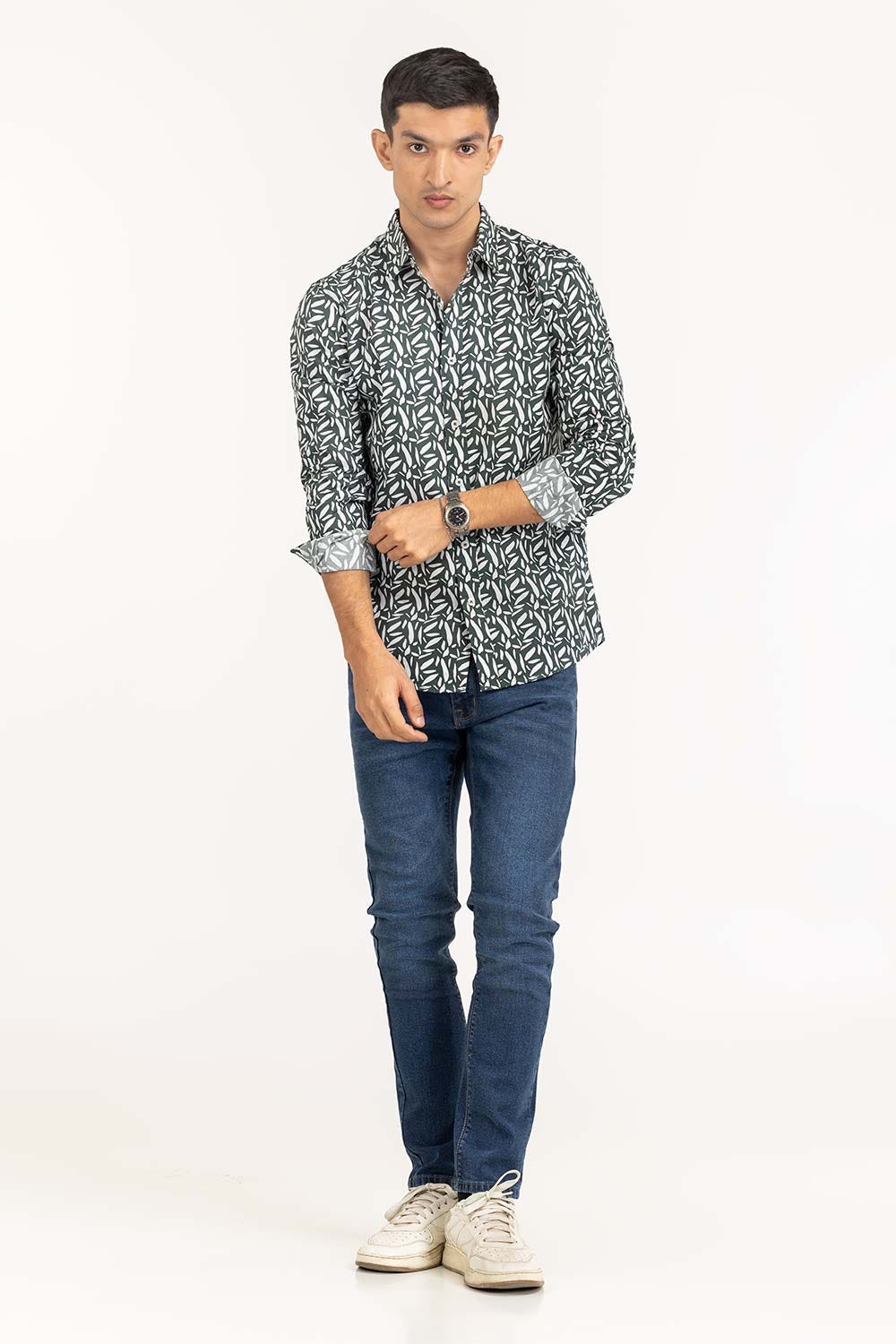 Green Printed Casual Shirt CS-PRT22-001