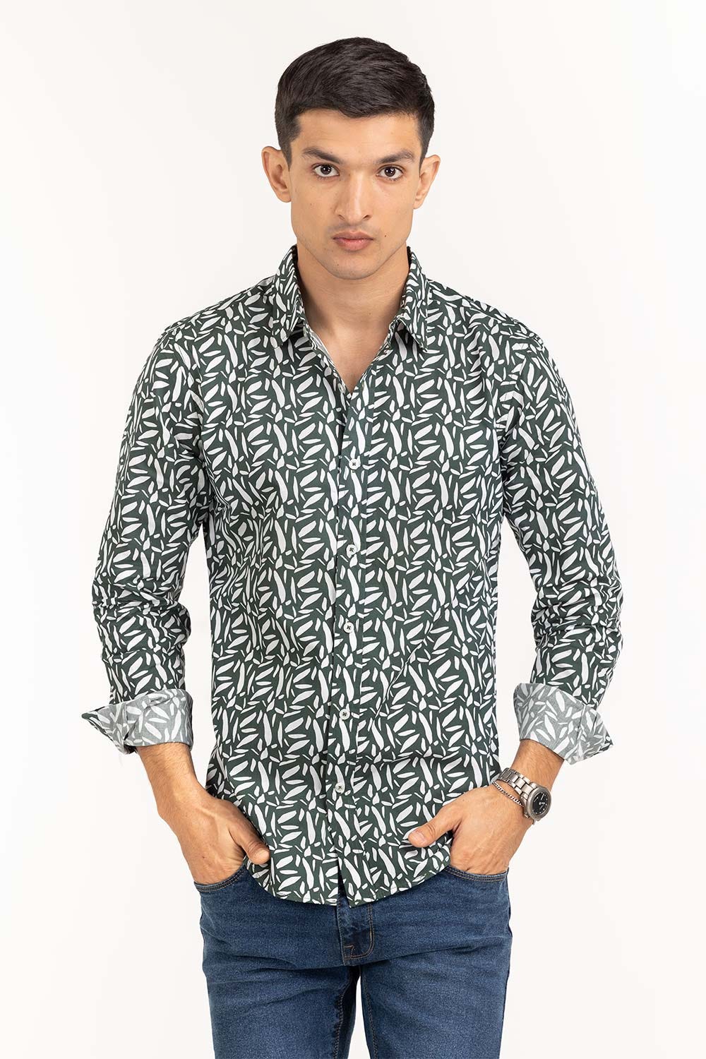 Green Printed Casual Shirt CS-PRT22-001