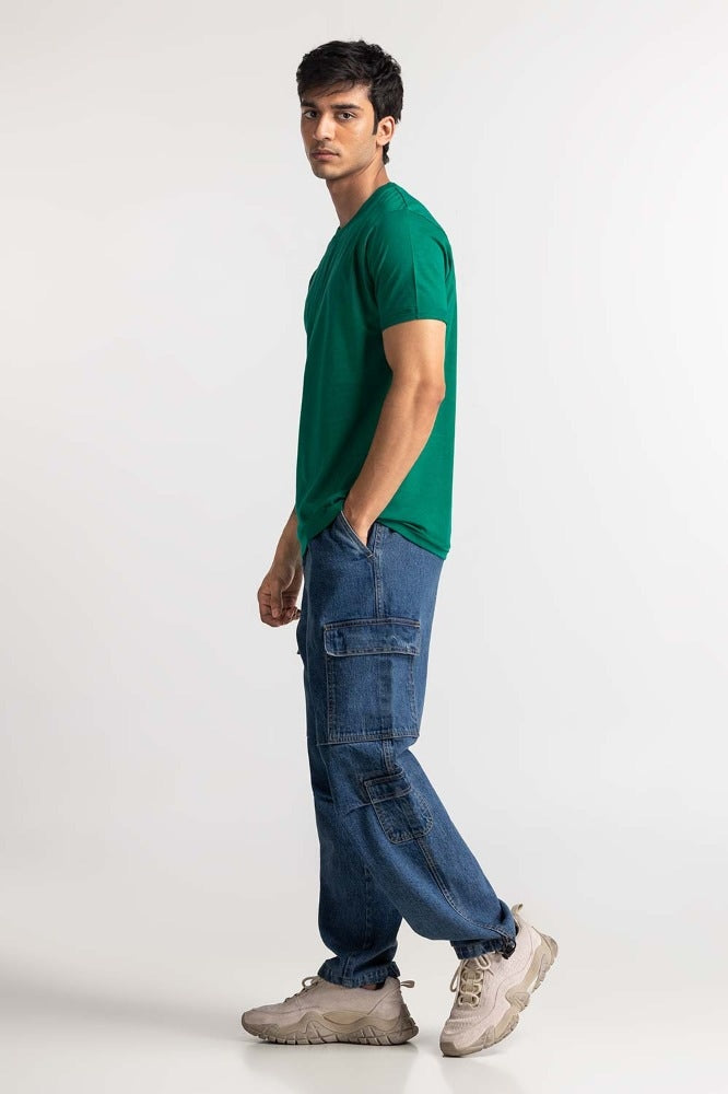 Green Roled Up Sleeve Tee TS-CNSJ24-089