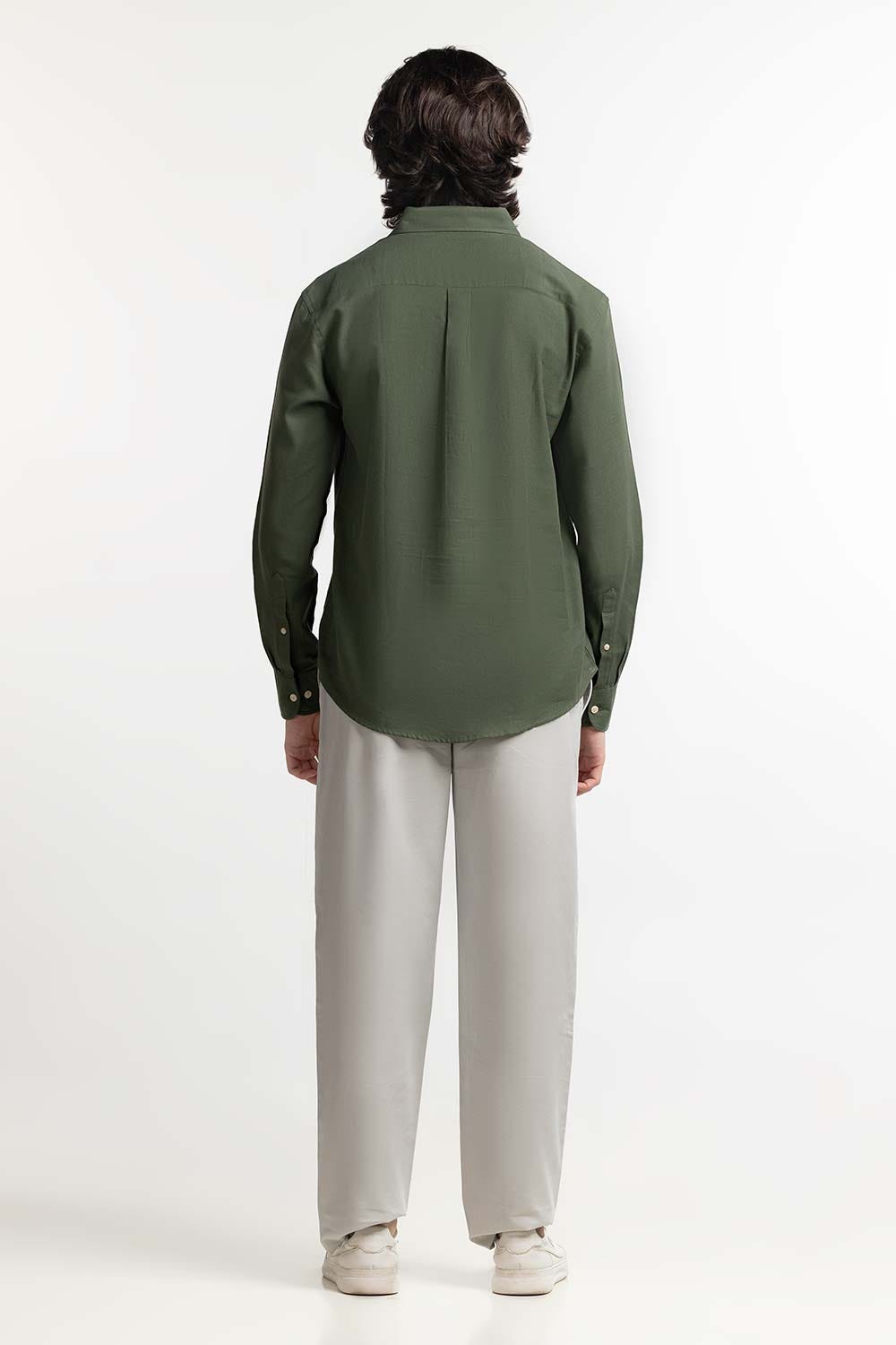 Green Solid Casual Shirt MN-CS-SS24-041