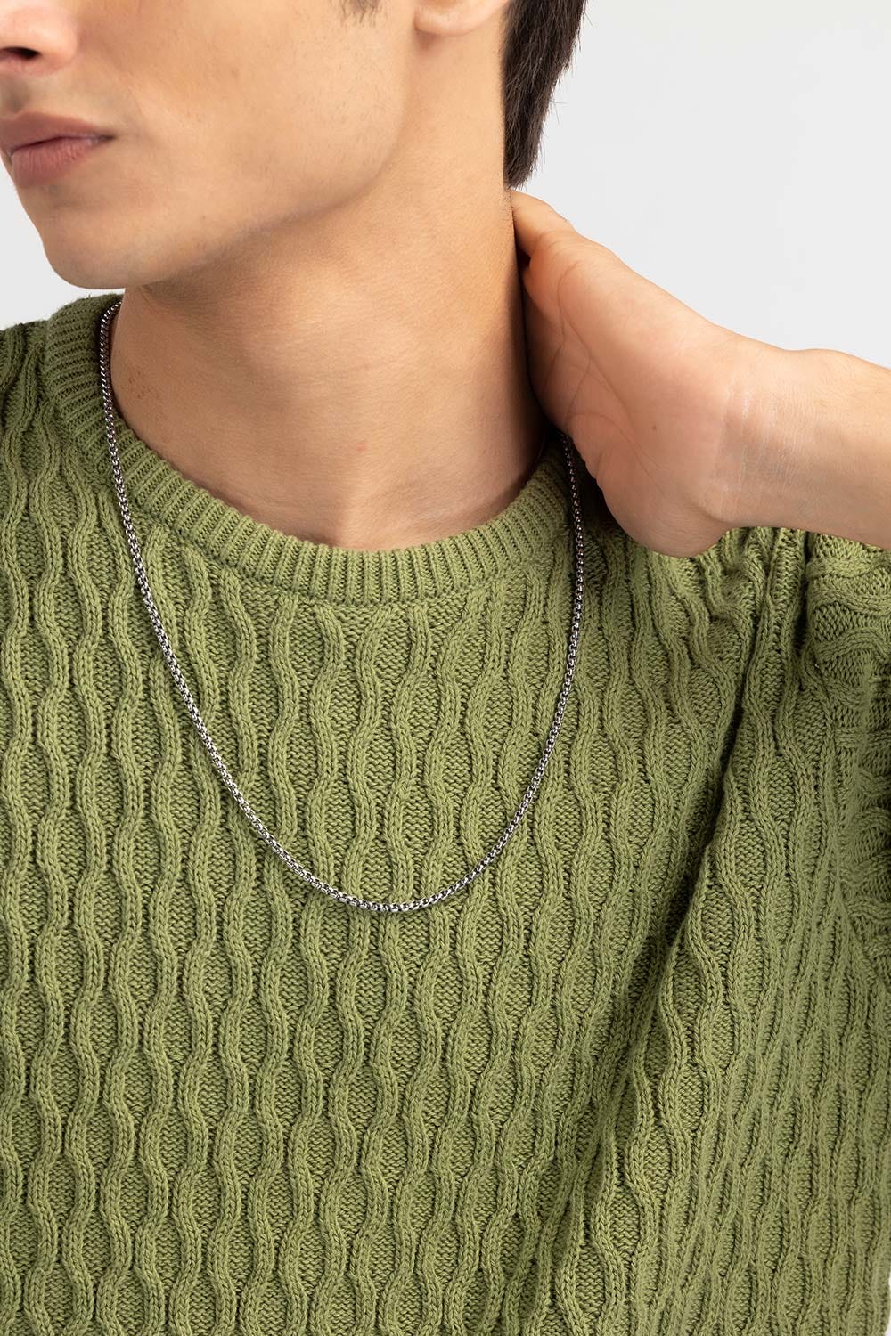 Green Textured Crew Neck Sweater SWT-FFSCN22-174