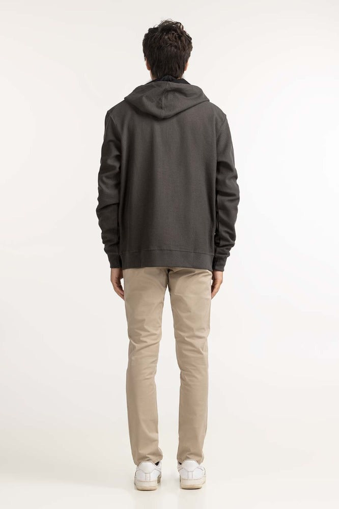 Green Textured Fashion Zipper Hoddie MN-HDZ-WS23-001