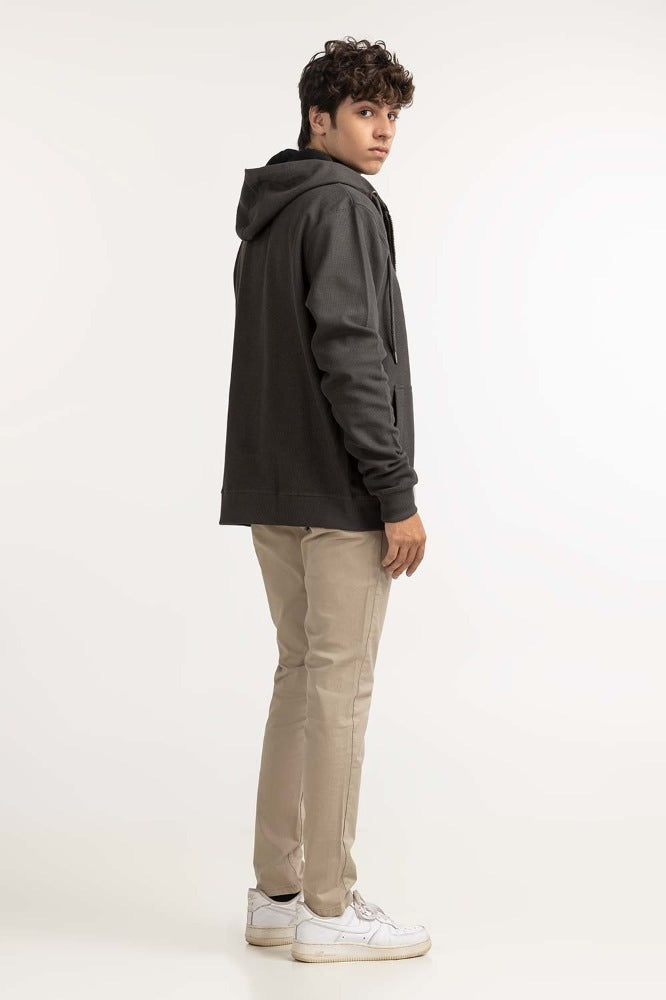 Green Textured Fashion Zipper Hoddie MN-HDZ-WS23-001