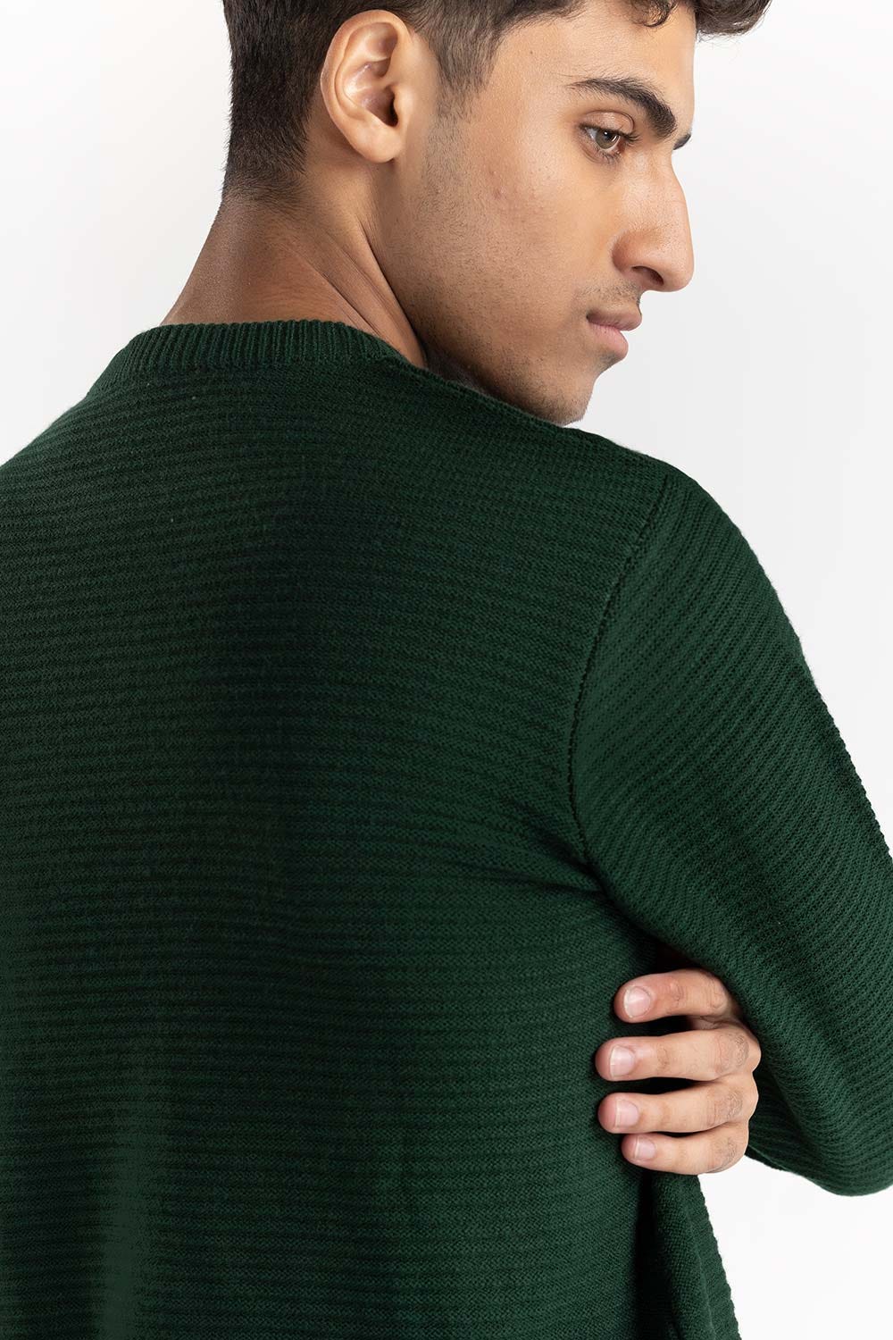 Green Textured Sweater 224-111-018