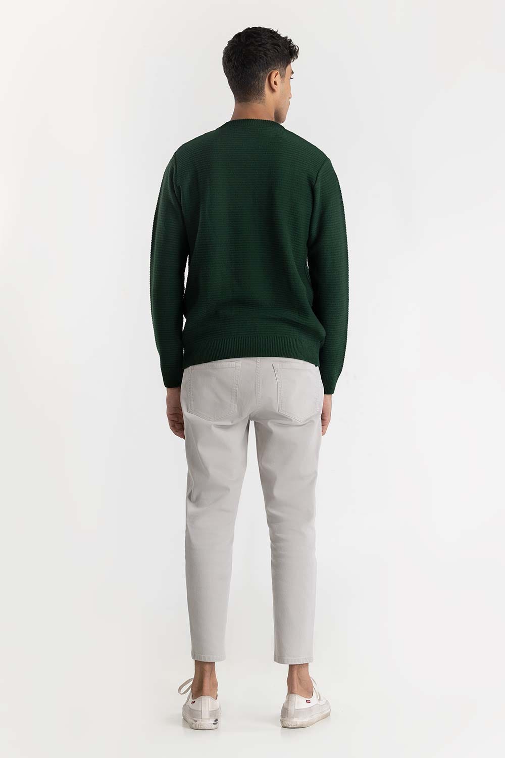 Green Textured Sweater 224-111-018